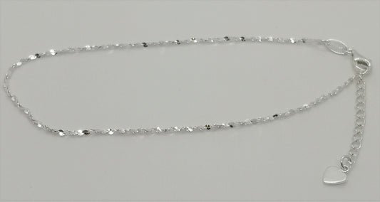 Sterling silver twisted serpentine adjustable anklet