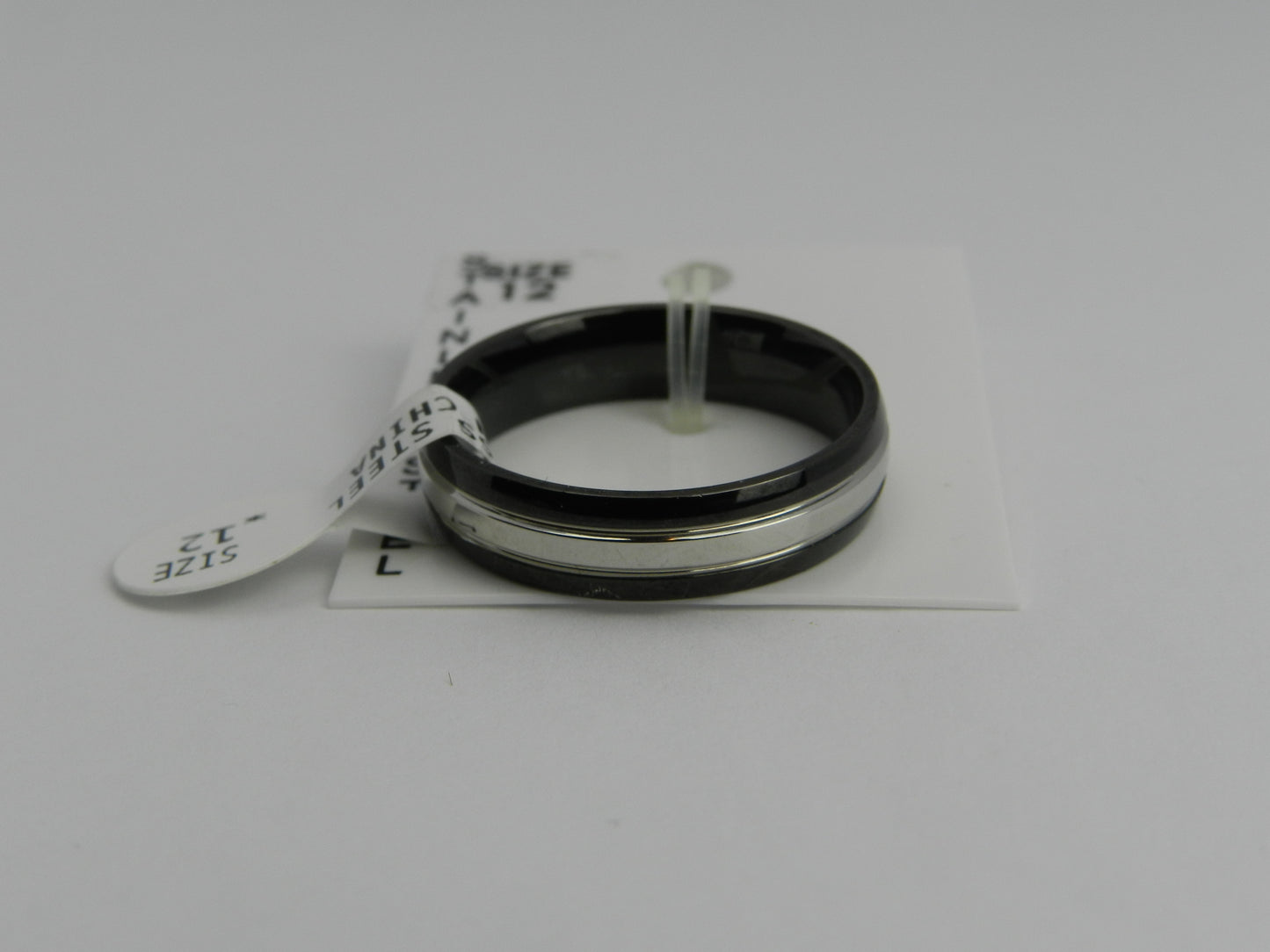 Stainless Steel Narrow Wedding Band Black & Silver