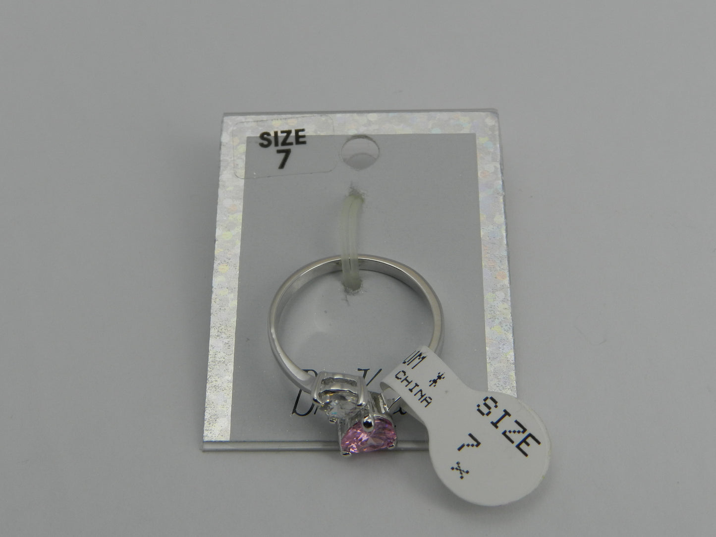Bria Kate Stainless Steel Ring - 2 Pink Cubic Stone Hearts