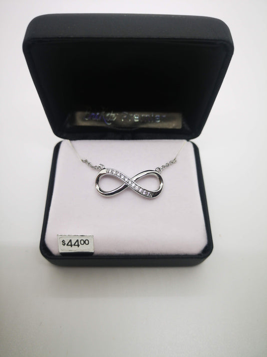 Bria Kate Premier Infinity Pendant with Cubic Zirconia Stones and 18" Chain