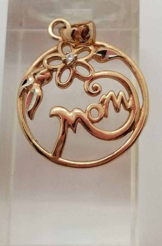 Rousseau 925 sterling silver gold plated MOM pendant