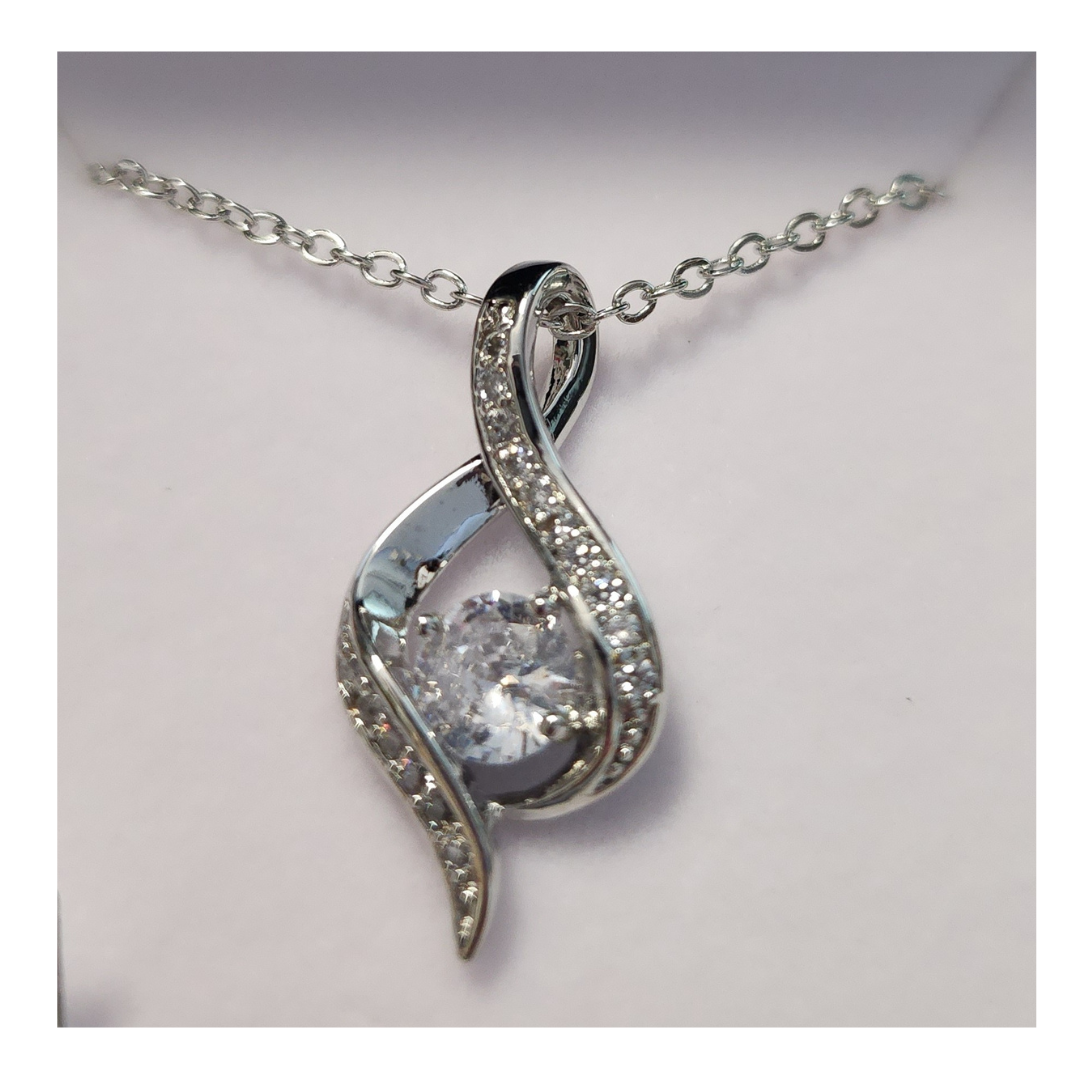 Bria Kate Premier cubic pendant with 18" base metal chain