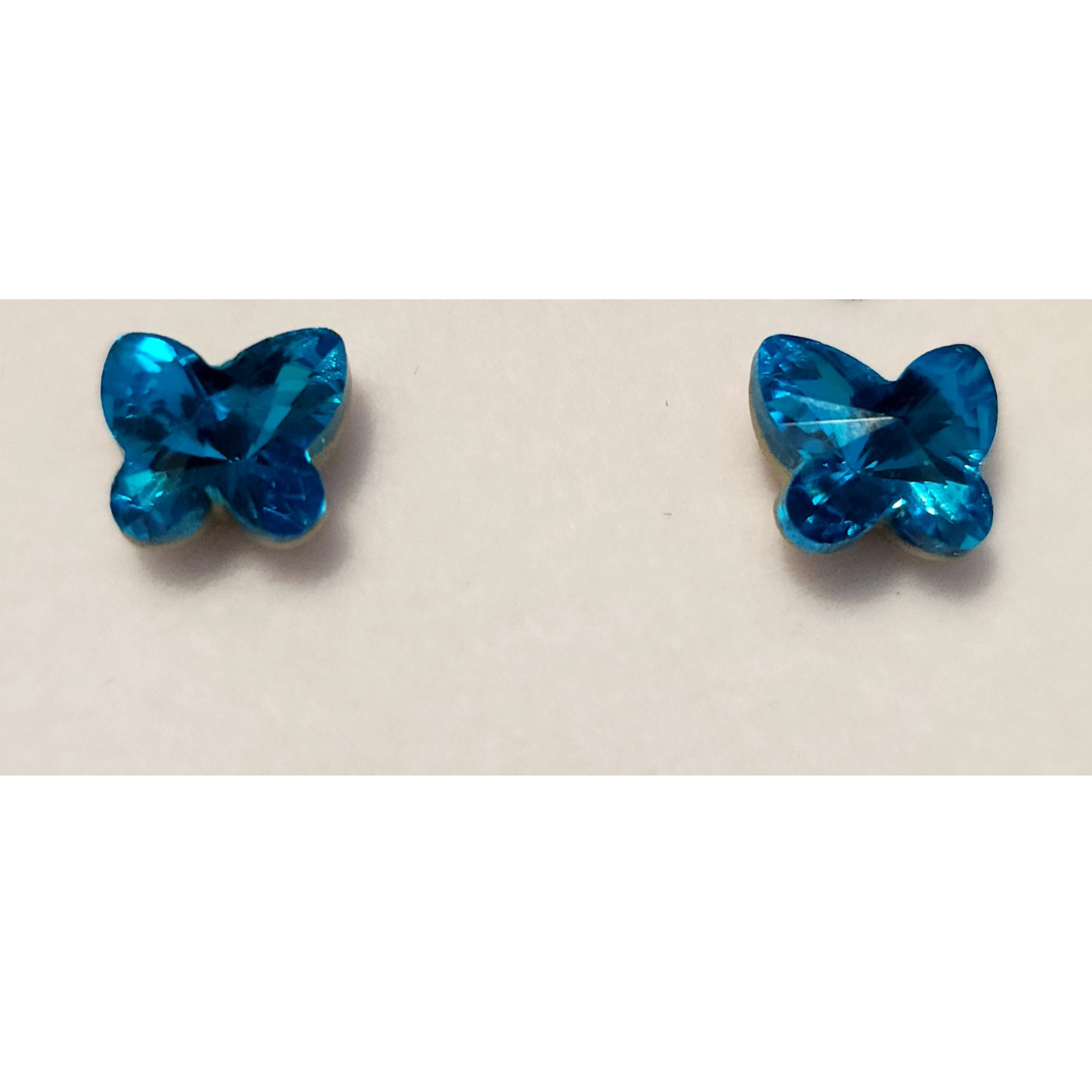 Wheeler gemstone blue stone studded butterfly base metal earrings