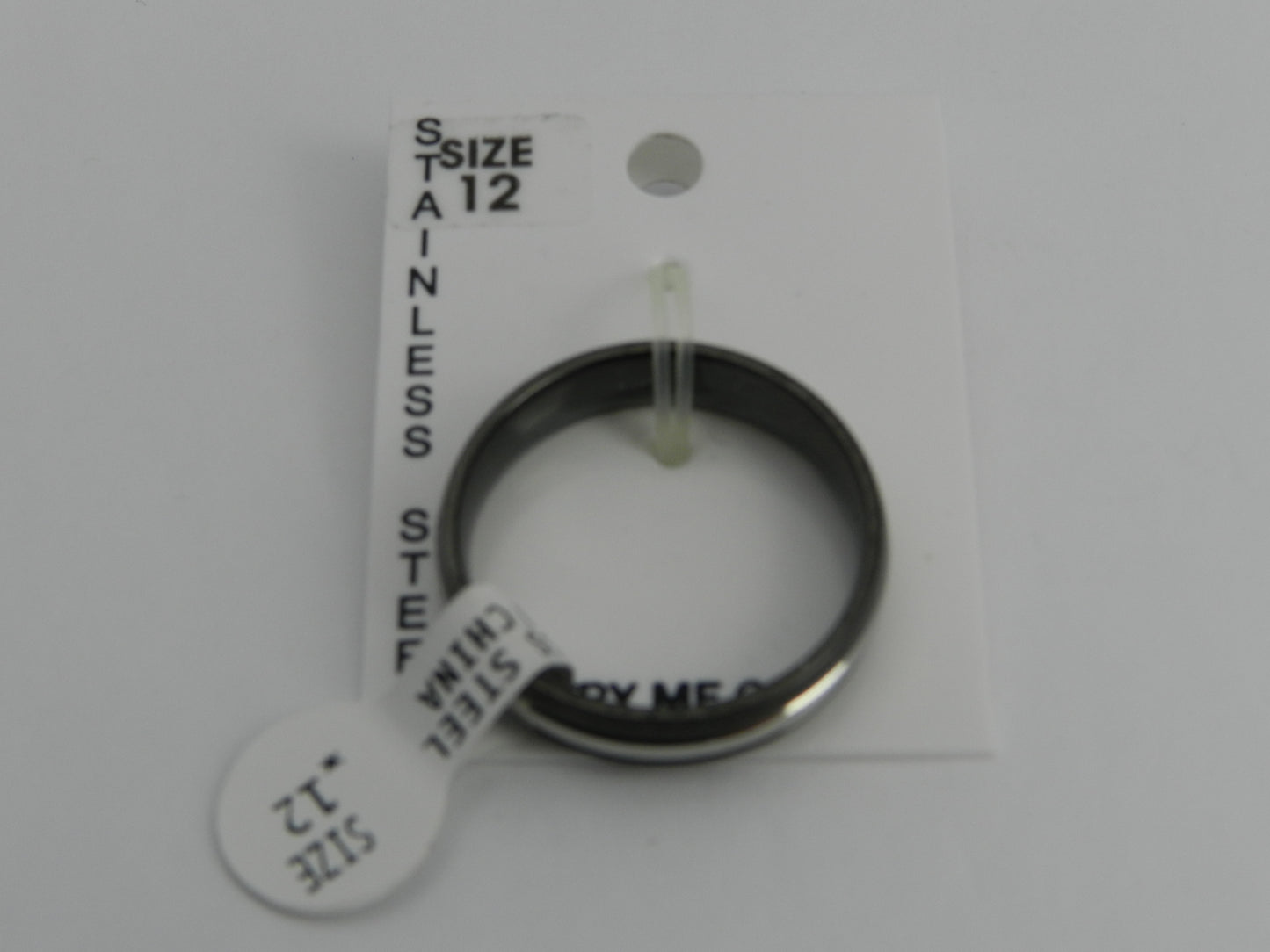 Stainless Steel Narrow Wedding Band Black & Silver