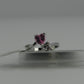 Bria Kate Stainless Steel Ring - 2 Pink Cubic Stone Hearts
