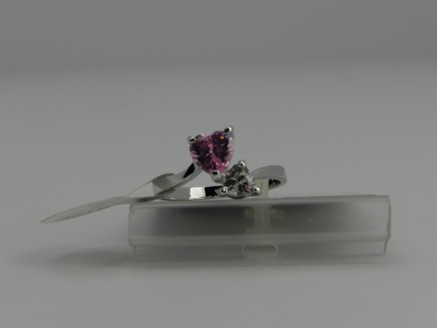 Bria Kate Stainless Steel Ring - 2 Pink Cubic Stone Hearts