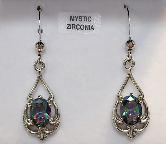 Wheeler fashion mystic zirconia long dangle earrings with shepherd hooks