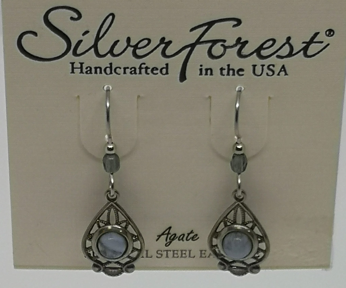 Silver forest surgical steel Agate earrings