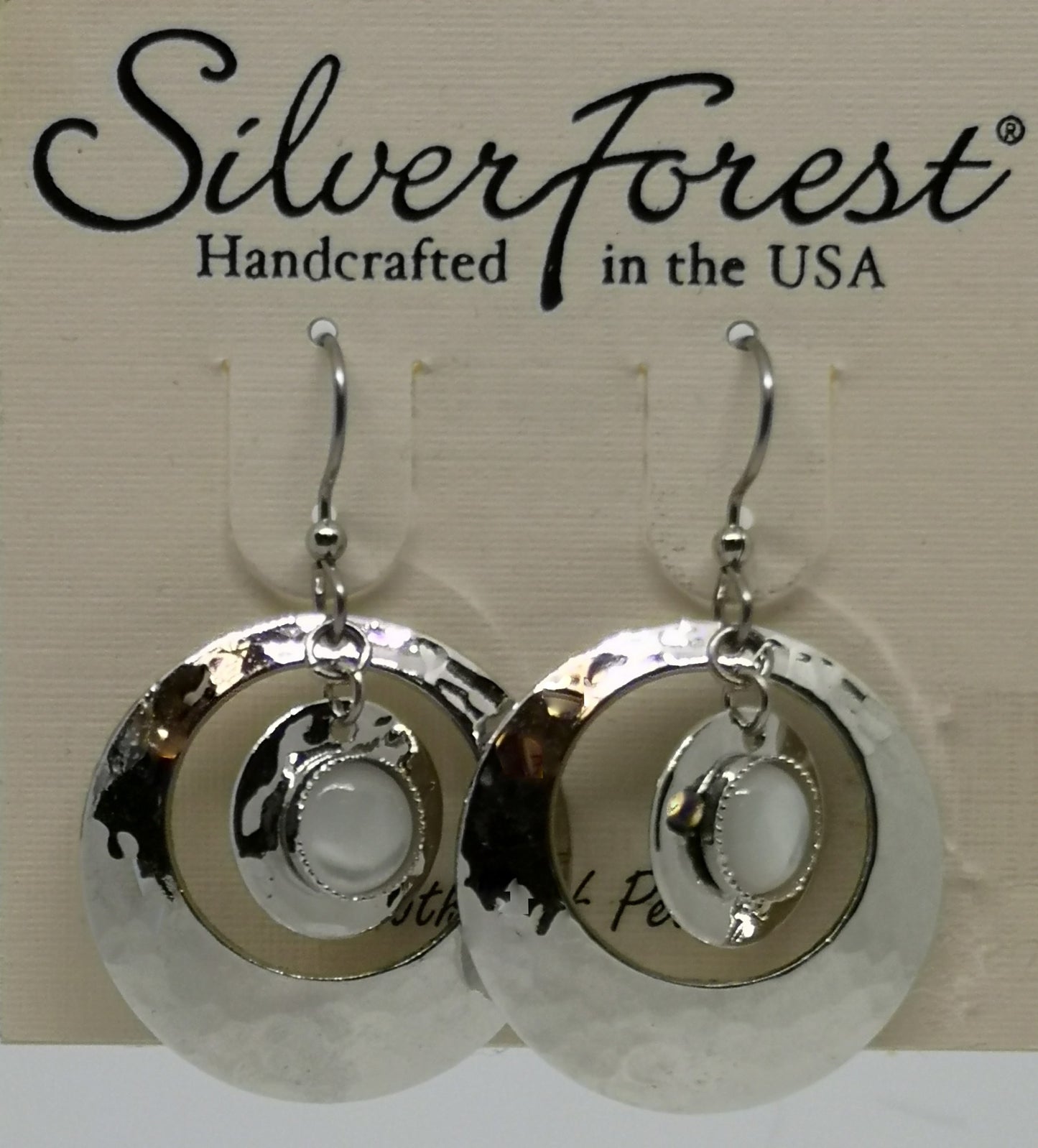 Silver forest surgical steel large circle Mother of Pearl earrings
