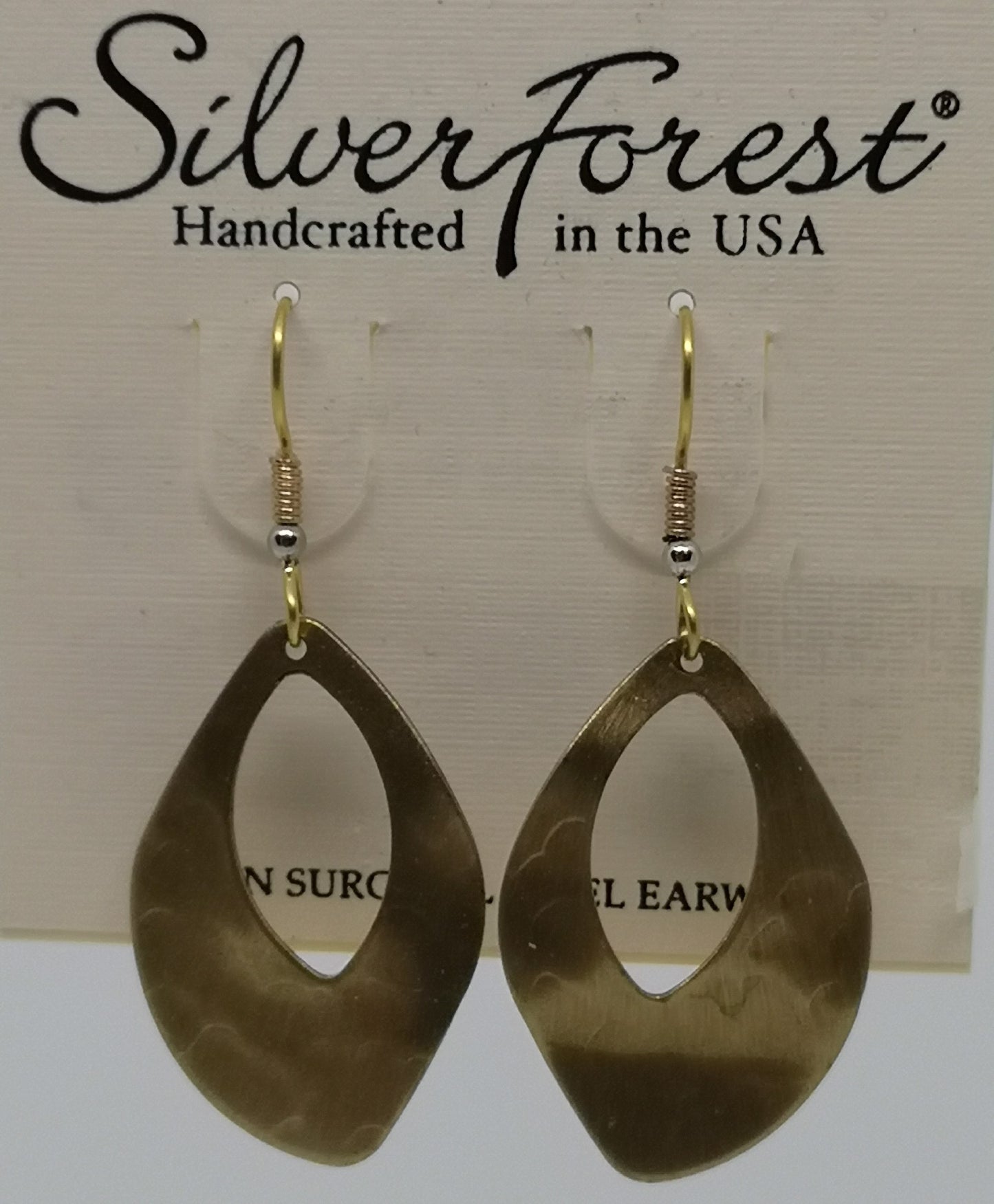 Silver forest 18kt gold plated large oval earrings