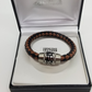 Genuine leather stainless steel magnetic clasp bracelet