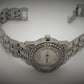 Silver base metal watch with rhinestones in bezel and strap